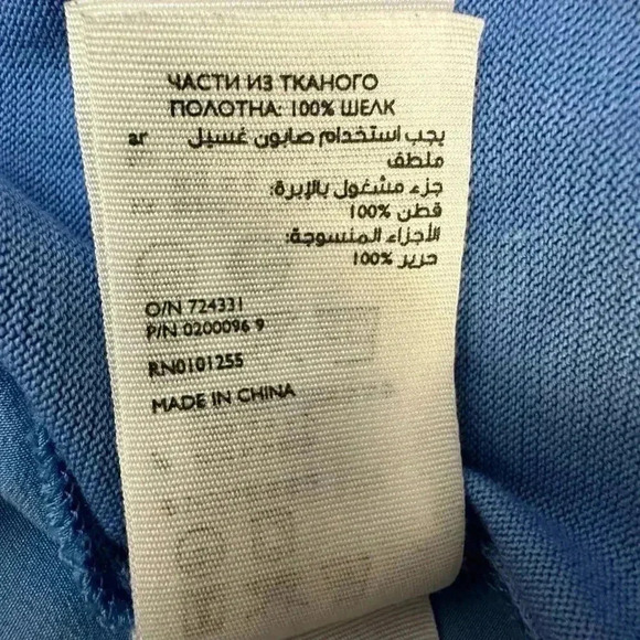 COS Silk  and Cotton 3/4 Sleeve High Low Blouse Shirt Blue Women's Size Medium - Picture 15 of 16